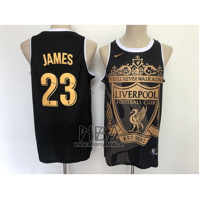 Camiseta Los Angeles Lakers Lebron James NO 23 Liverpool Negro